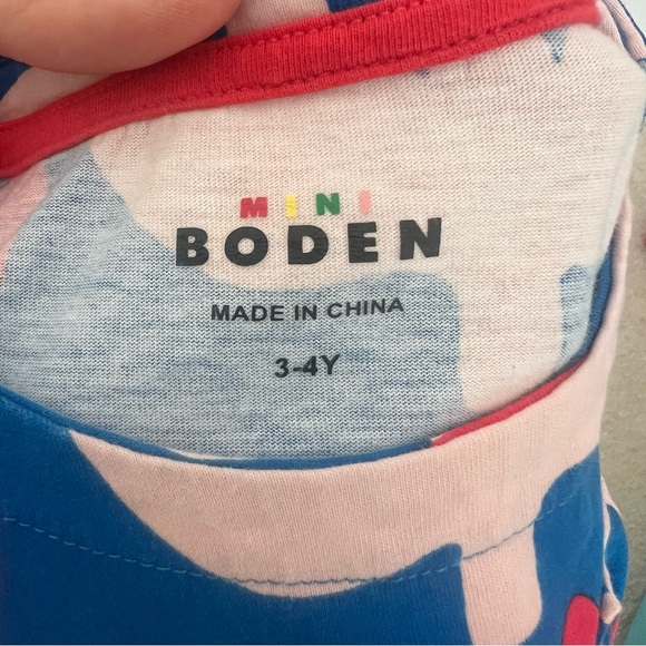 Mini Boden Long Sleeve Jersey Dress with Pockets in Blue Tulip Print 3-4Y - Picture 5 of 6